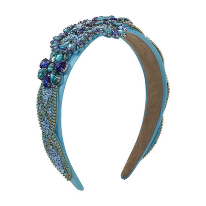 F469 Exaggerated Palace Headband Rice Bead Rhinestone Butterfly Flower Temperament Dinner Retro Light Luxury Headband