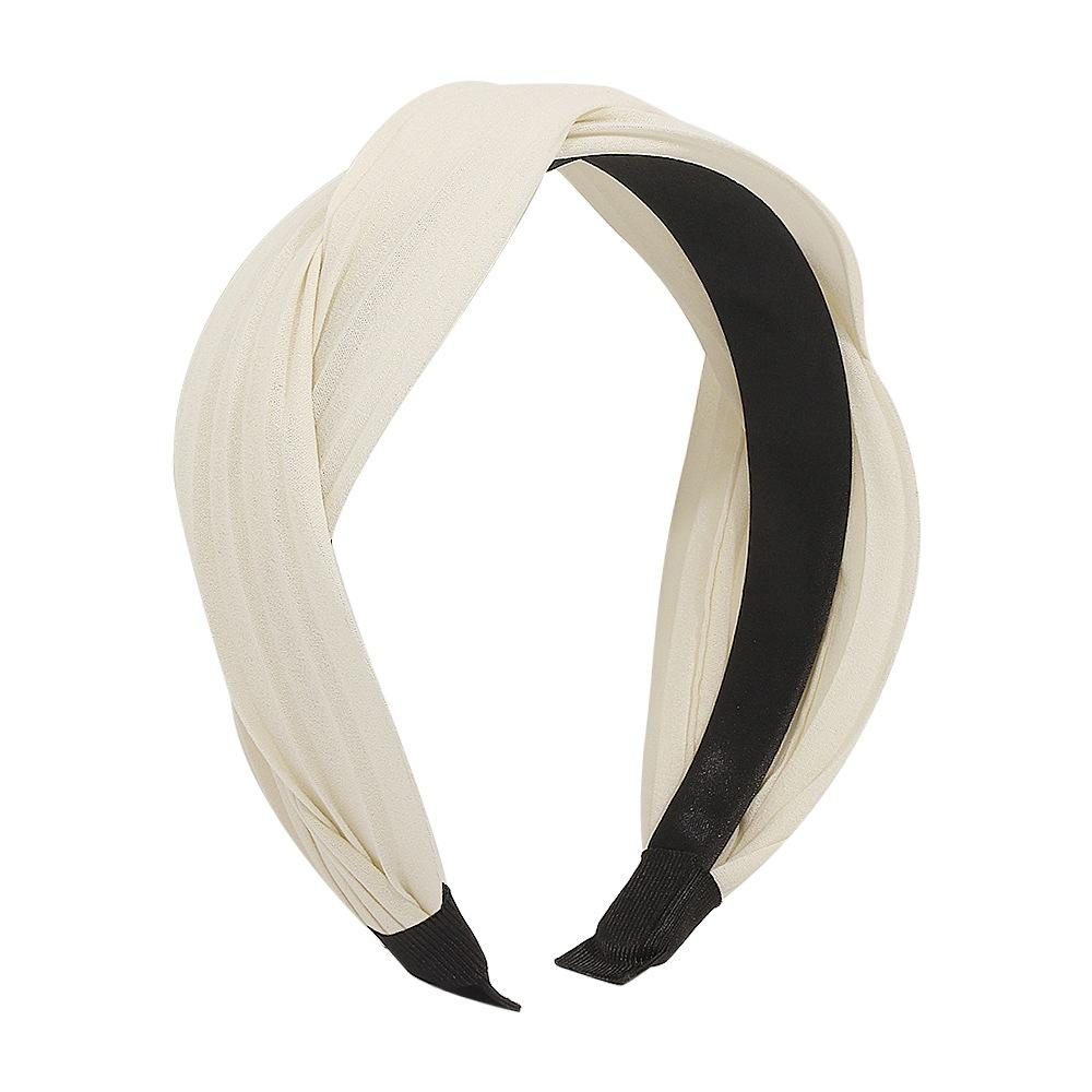 F3896 Fashion wide-brimmed hair accessories trend temperament simple cross non-slip solid color fabric headband