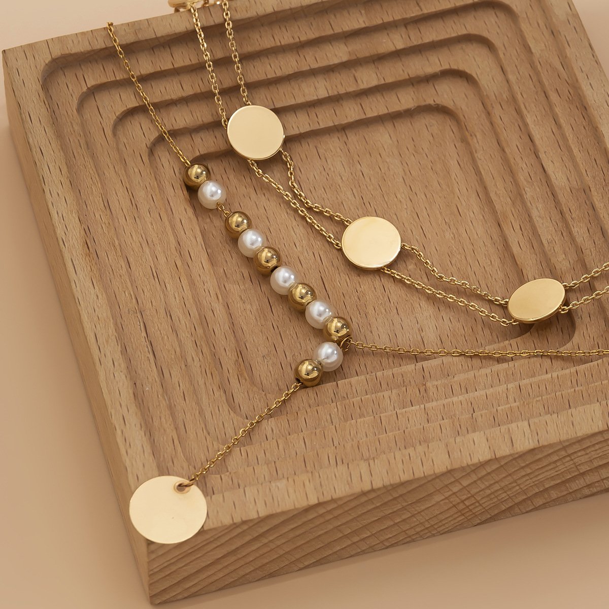 Jewelry Simple Metal Sequins Thin Chain Necklace Choker Niche Cold Pearl Necklace