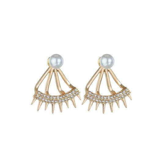 Pearl Earrings Punk Tapered Full Diamond Pearl Stud Earrings