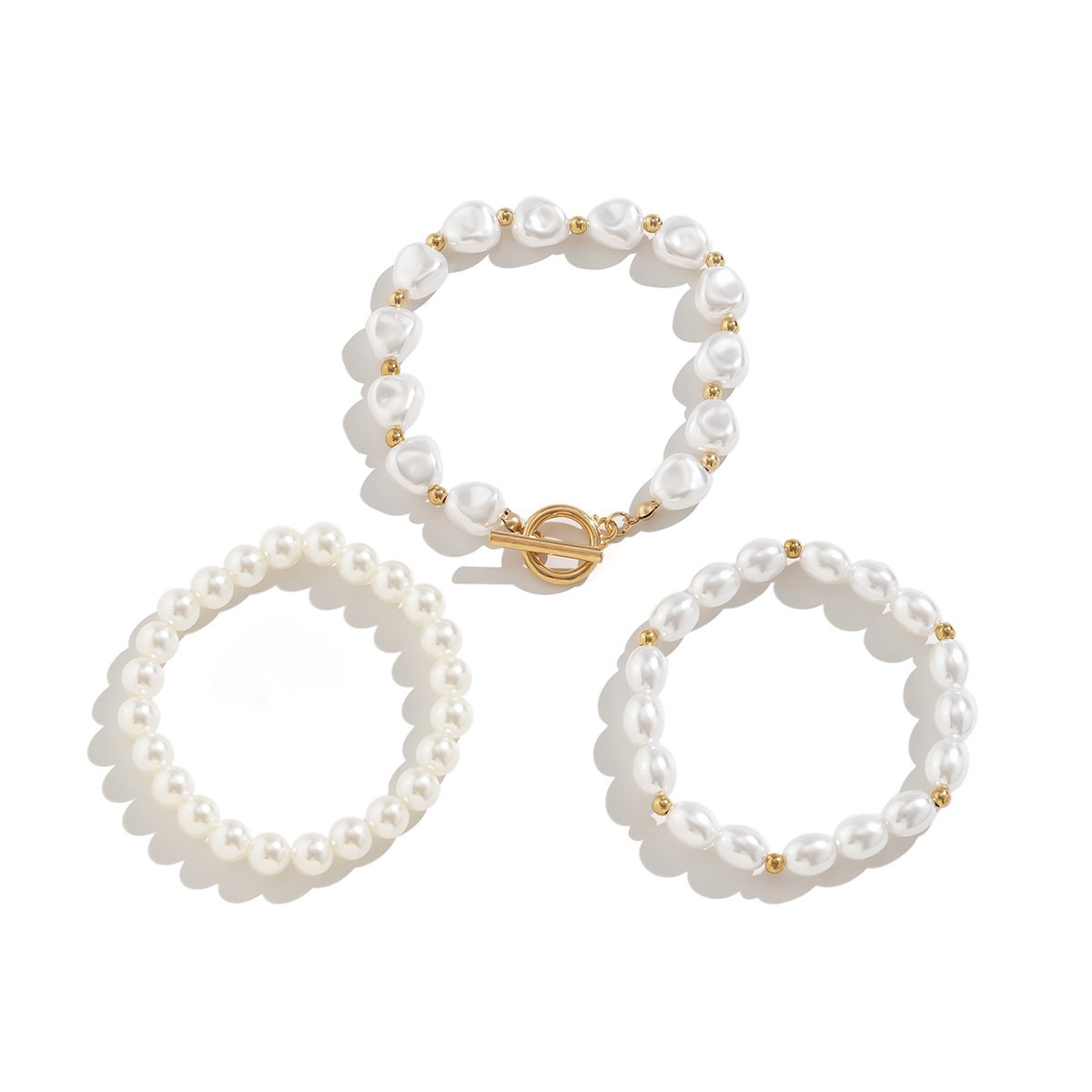 Jewelry baroque special-shaped imitation pearl OT buckle bracelet female simple beaded niche all-match jewelry