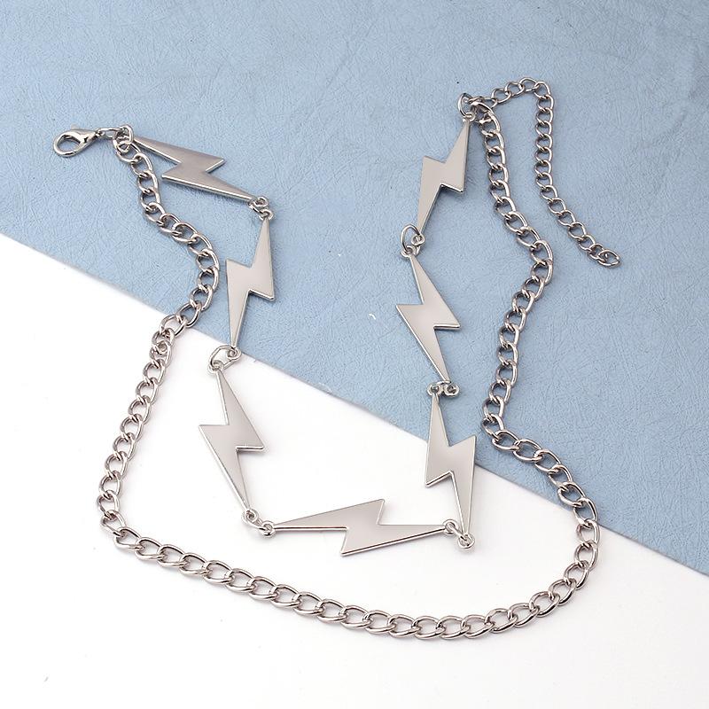 Trendy ins temperament lightning connection necklace niche men and women all-match hip-hop cold collarbone chain