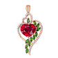 Fashion Ladies Ruby Heart Pendant Necklace Set Green Diamond Heart Necklace Jewelry