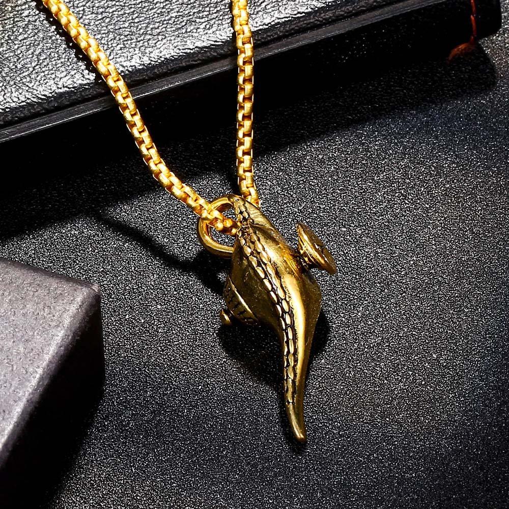 Fashion Jewelry Creative Aladdin Magic Lamp Pendant Hip Hop Necklace