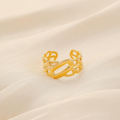 Ins niche design atmosphere sense female stainless steel hollow stripe adjustable titanium steel ring opening ring