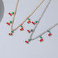 Rhinestone Cherry Necklace Hip Hop Tennis Chain Cherry Pendant Necklace Small Fresh Single Row Micro-studded Diamond Necklace