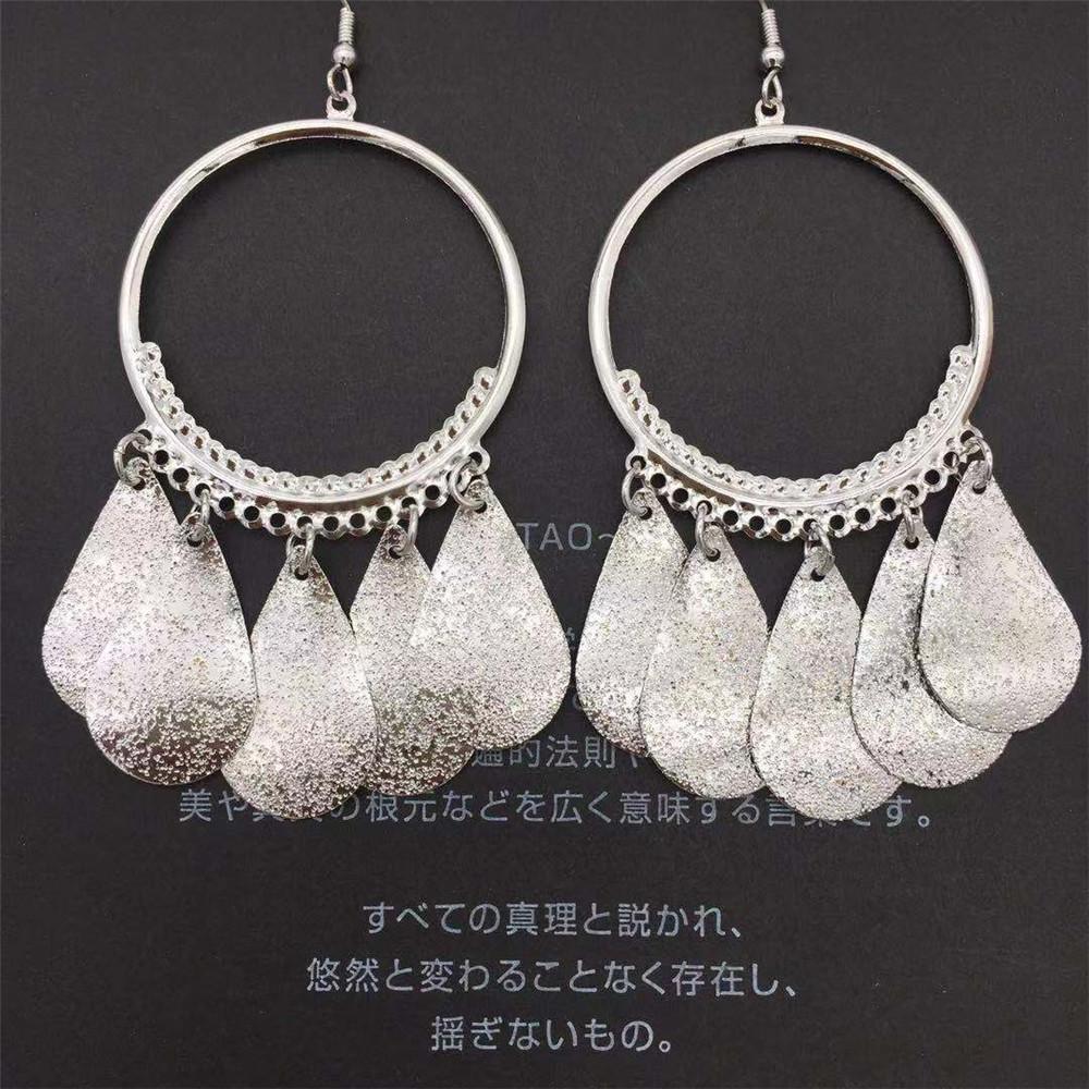 Water Drop Tassel Earrings Ethnic Fashion Metal Hoop Earrings Ladies Earrings