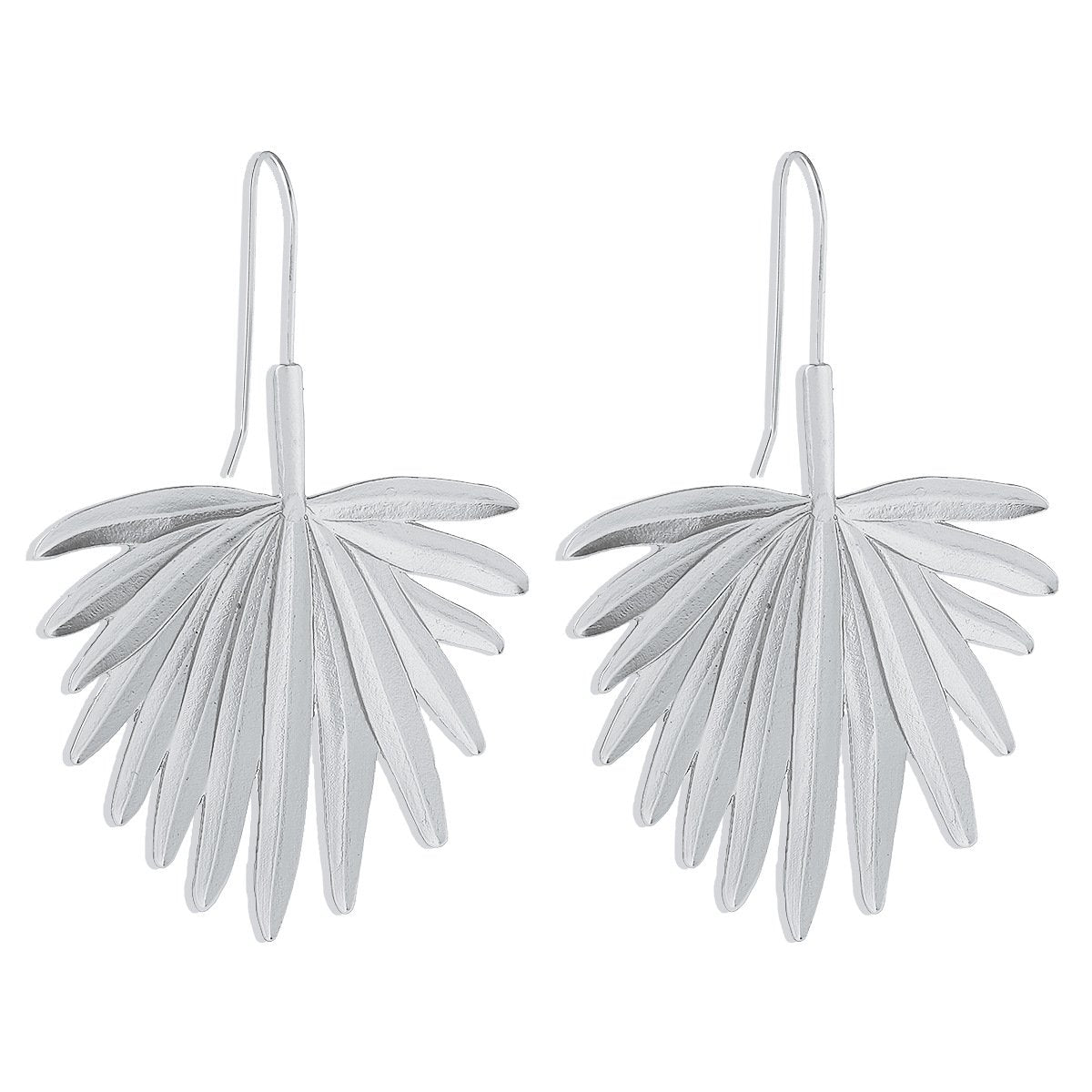 E1936 Jewelry Metal Palm Leaf Fold Earrings ZA Exaggerated Retro Heavy Industry Earrings Female