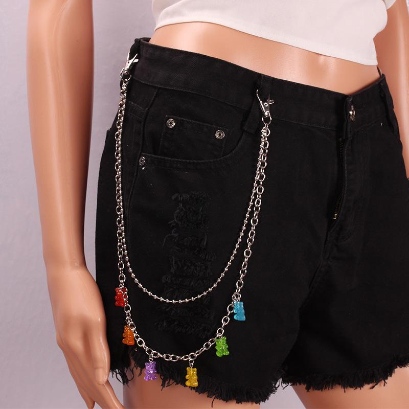 Jewelry Punk Candy Color Resin Bear Street Shot Hip-Hop Pants Chain Ornaments Teenage Trousers