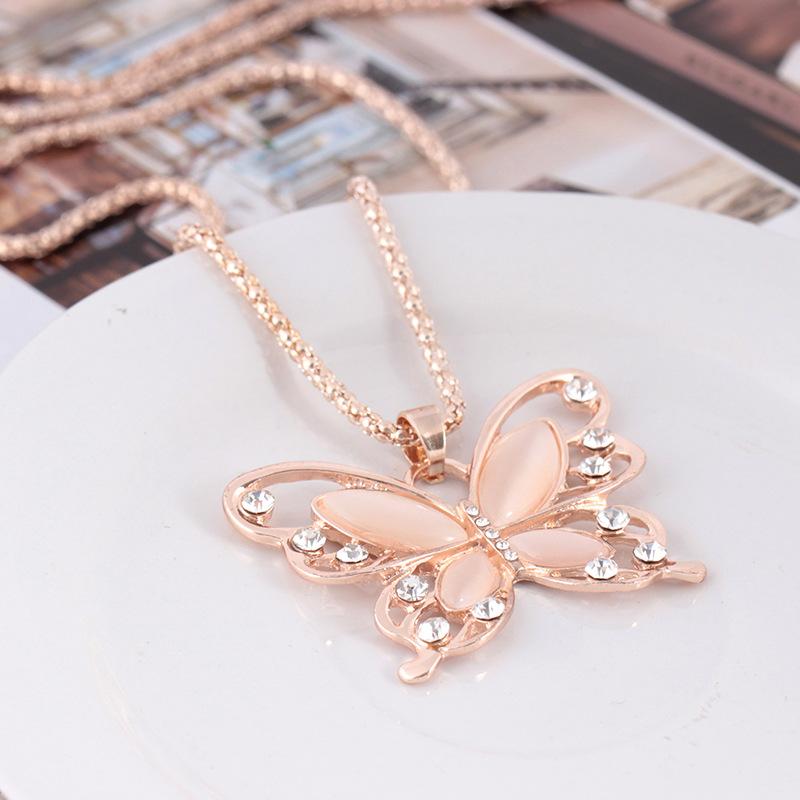 Fashion Butterfly Necklace Creative Animal Pendant Personality Simple Diamond Jewelry