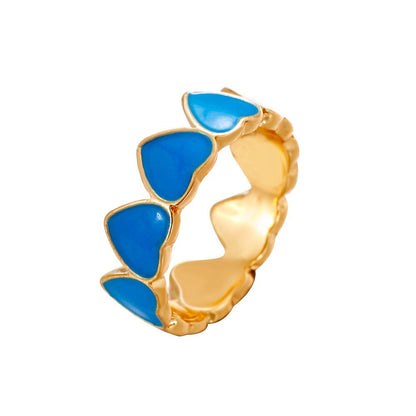 Ins net red color love ring retro personality trend drop nectarine peach heart ring cute fun tail ring