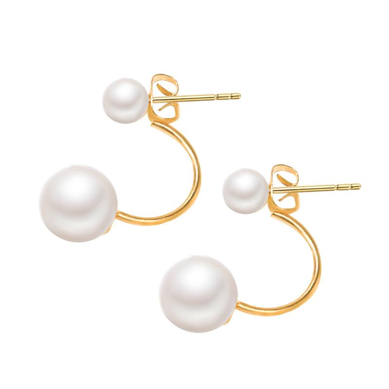 Star Jewelry Double Shell Pearl Stud Earrings Simple Pearl Earrings Classic Jewelry