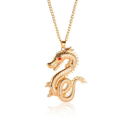 Necklace Fashion Creative Chinese Jewelry Ethnic Retro Zodiac Dragon Flash Diamond Necklace