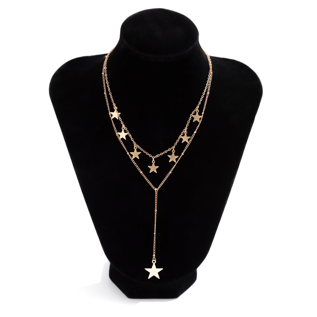 Jewelry Simple Thin Chain Metal Necklace Creative Star Tassel Pendant Christmas Necklace Female