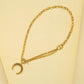 Jewelry Fashion Stainless Steel Gold Retro Curved Moon Pendant Necklace Personality Chain Clavicle Chain