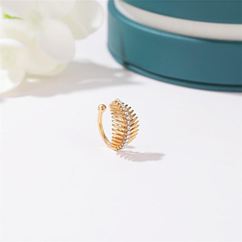 Earrings retro diamond-studded leaf ear clip creative iron tree ear bone clip personality street shooting single earring