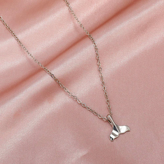 Internet celebrity ins simple personality fishtail necklace niche design metal dolphin clavicle chain student bestie gift