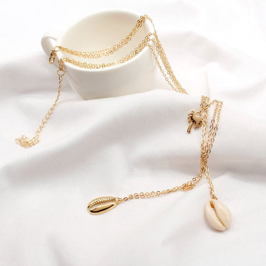 Jewelry creative item choker simple coconut shell multi-layer necklace female accessories
