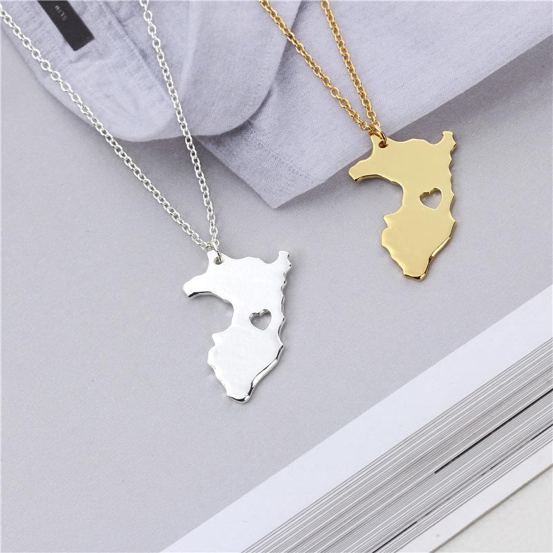 Popular Jewelry Alloy Plating Gold Silver Peru Map Necklace Clearance
