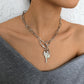 N936 Single Layer Key Lock Pendant Necklace Exaggerated Punk Personality Necklace Geometric Fashion Necklace Women