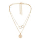 ins double-layer rose coin irregular circle necklace simple fashion all-match ladies clavicle chain