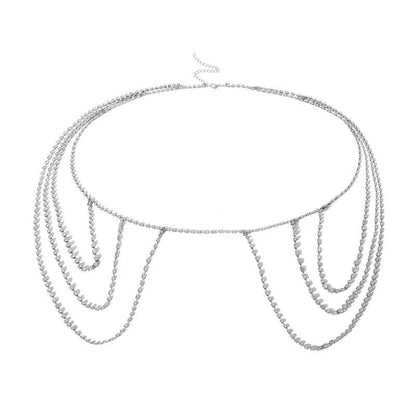 Ethnic tassel shoulder chain women's fashion rhinestone multi-layer tassel shoulder chain dress with accessories