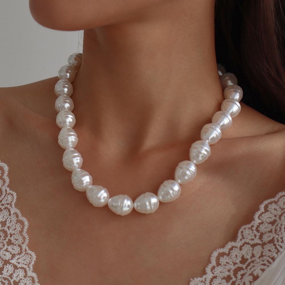 N12 Jewelry Imitation Pearl Temperament French Niche Necklace Geometric Irregular Elegant Necklace