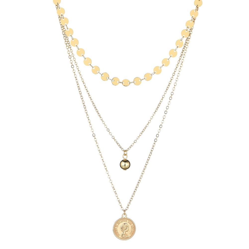 Retro Queen Head Necklace Fashion CCB Alloy Pendant Multilayer Necklace Accessories