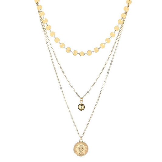 Retro Queen Head Necklace Fashion CCB Alloy Pendant Multilayer Necklace Accessories