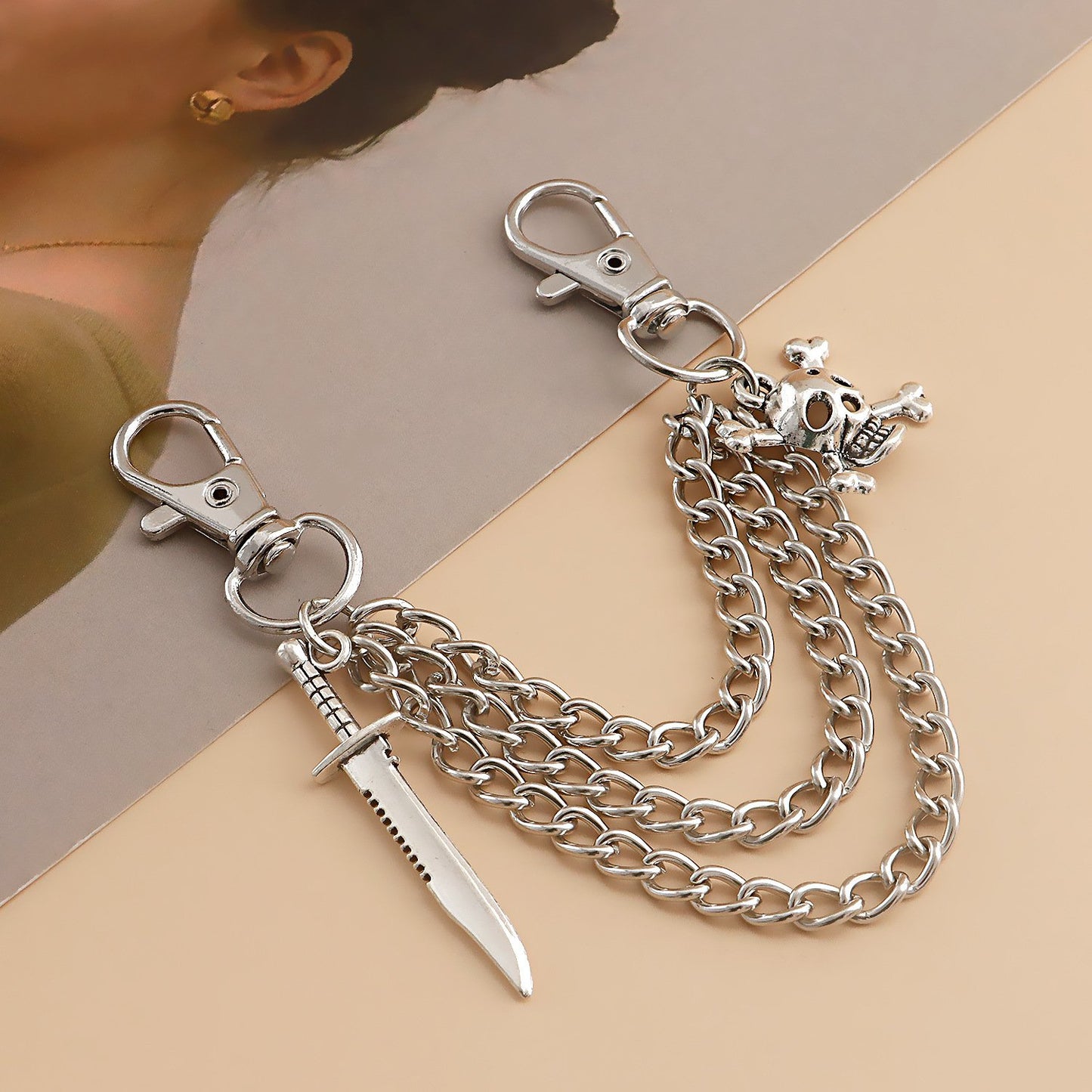 Jewelry Hip Hop Personality Skull Anklet Accessories Simple Trend Katana Pendant Shoe Chain Women