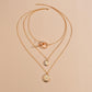 Fashion Alloy Rhinestone Star Moon Pendant Necklace Vintage Multilayer Necklace Accessories