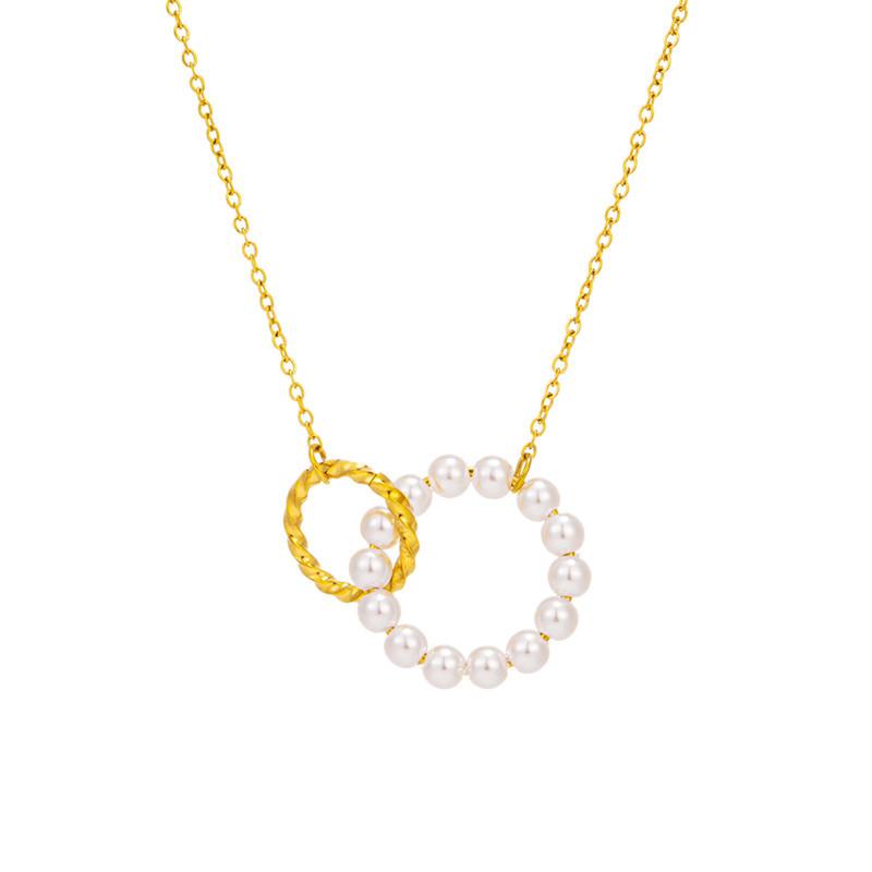 INS Titanium Steel Pearl Ring Necklace Women's Light Luxury Niche Versatile Clavicle Chain Mother's Day Gift Gift