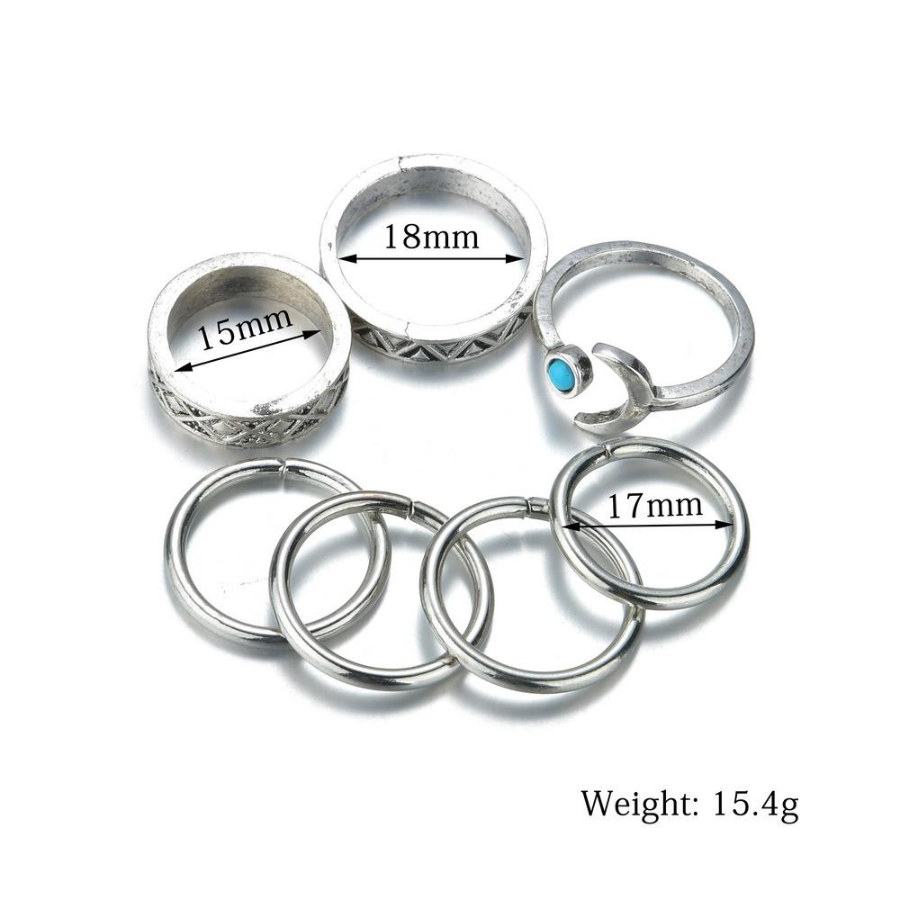 Fashion Ethnic Alloy Moon Pattern Multi-Piece Knuckle Ring Finger Ring Accessories