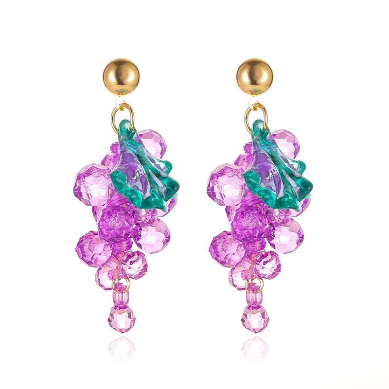 S925 silver needle earrings summer purple earrings simple small fresh earrings net red flower earrings