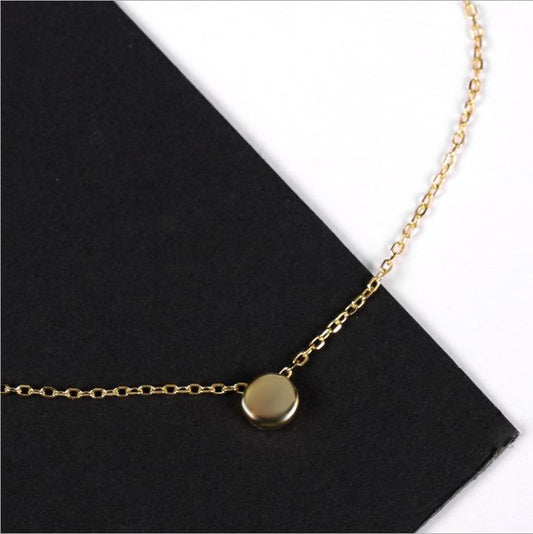 Lucky little golden bean necklace successors Jin Zhiyuan star with the same simple golden bean clavicle chain