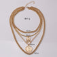 Jewelry Vintage Multilayer Chain Angel Wings Embossed Queen Image Necklace Clavicle Chain