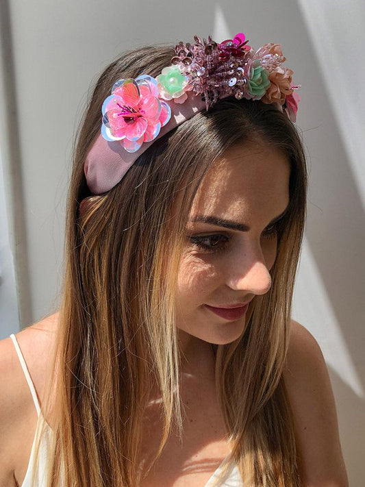 F3124 Temperament Creative Fabric Hair Accessories Fashion Diamond Sequin Flower Headband Internet Celebrity Headwear