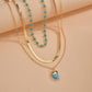 Fashion Retro Bezel Horn Turquoise Necklace Crystal Clavicle Chain Necklace Ladies Accessories