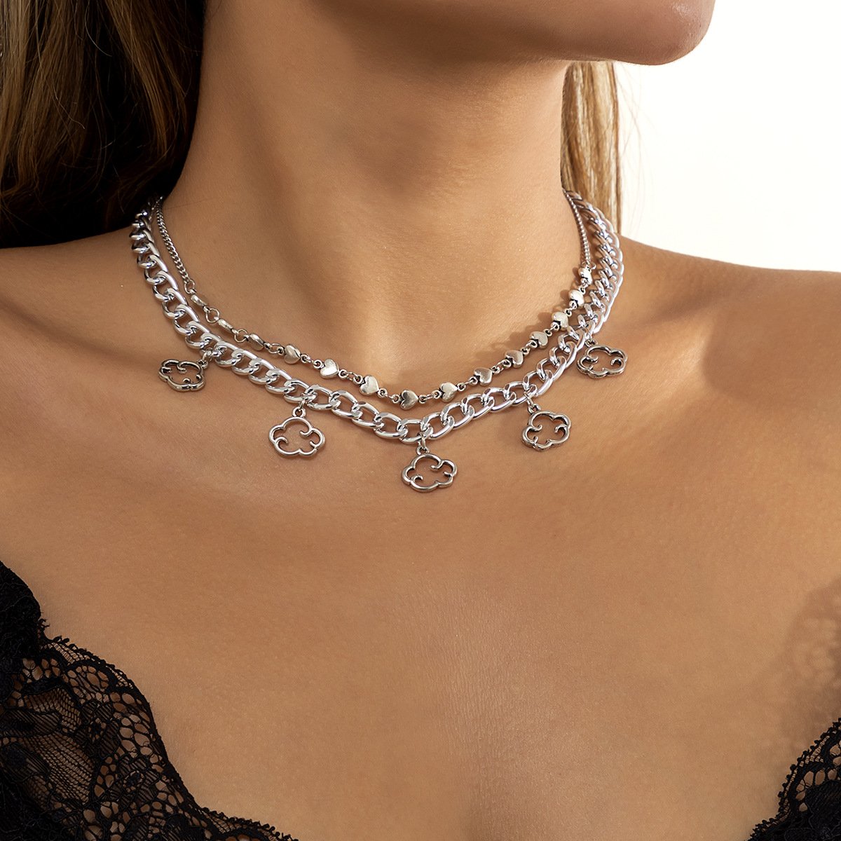 Jewelry Niche Simple Cloud Pendant Clavicle Necklace Hip Hop Personality Love Chain Necklace