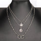 Decorated with multi-layered ring pendant necklace female ins cold beauty head pendant clavicle chain