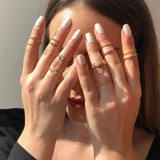 R322 simple ring set female niche indifferent fashion trendy joint ring ring