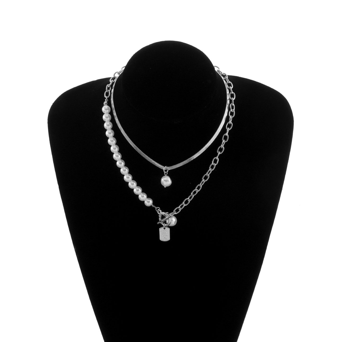 Jewelry OT Buckle Crown Queen Pearl Pendant Necklace Women's Explosive Style Snake Bone Square Brand Necklace