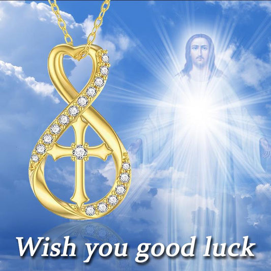 Jewelry Religious Belief Cross Pendant Necklace Female Lucky 8 Character Niche Design Jewelry