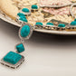 Jewelry Turquoise Necklace Retro Rhombus Round Geometric Shape Alloy Necklace
