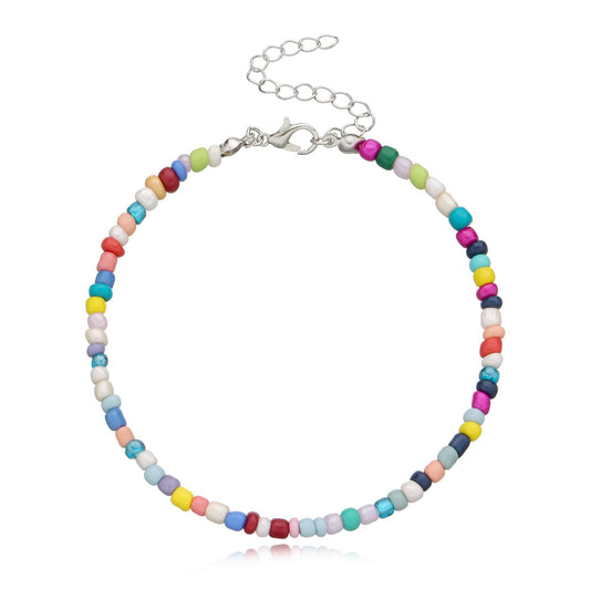 Ornaments Popular Colorful Rice Beads Anklet Female Fashion Handmade Adjustable Foot Jewelry