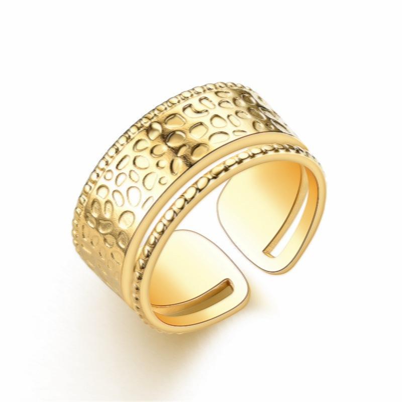 Fashion Open Titanium Steel Ring Geometric Beat Pattern Retro Stainless Steel Ring Jewelry