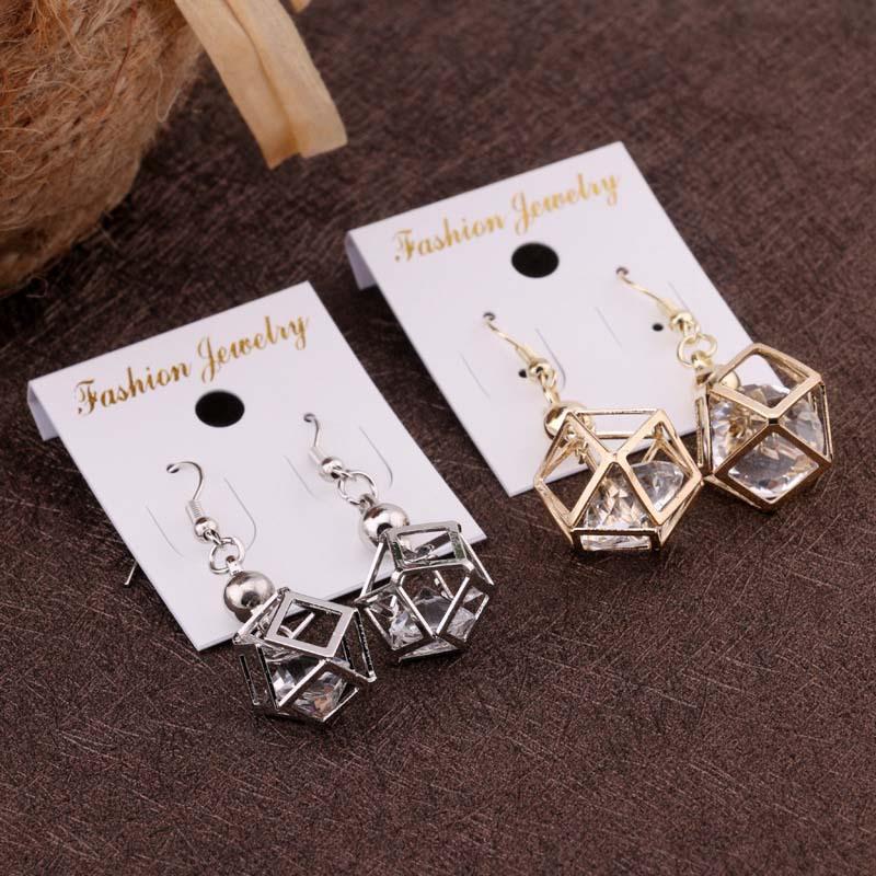 Baroque polygonal zircon earrings for women