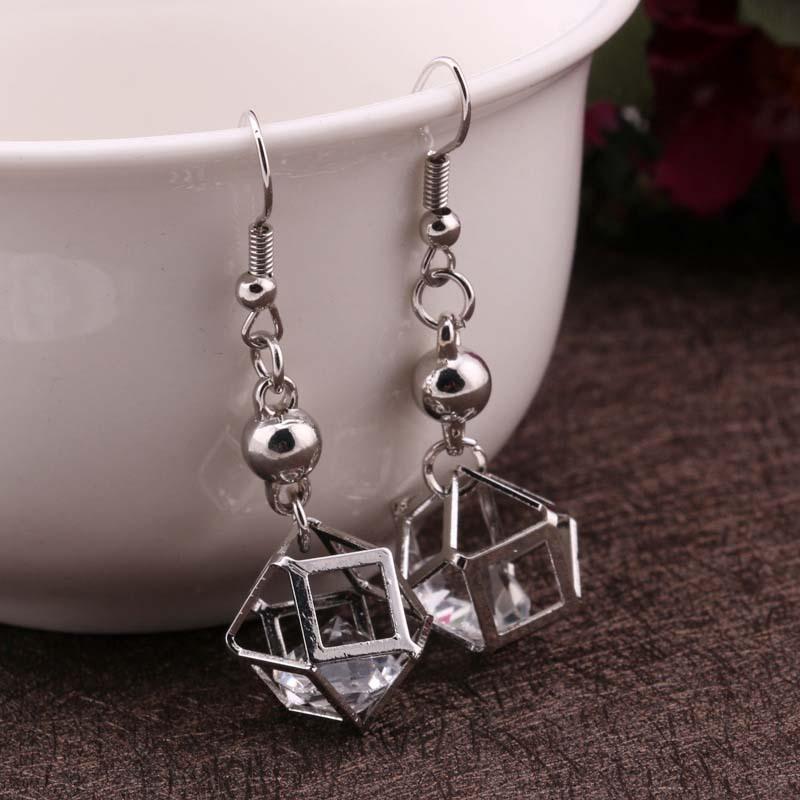 Baroque polygonal zircon earrings for women