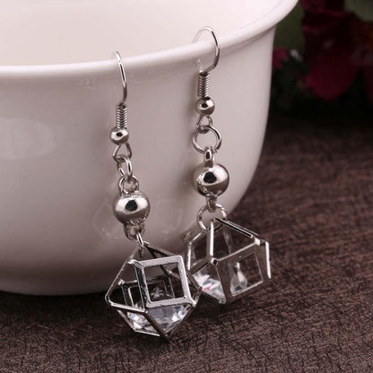 Baroque polygonal zircon earrings for women