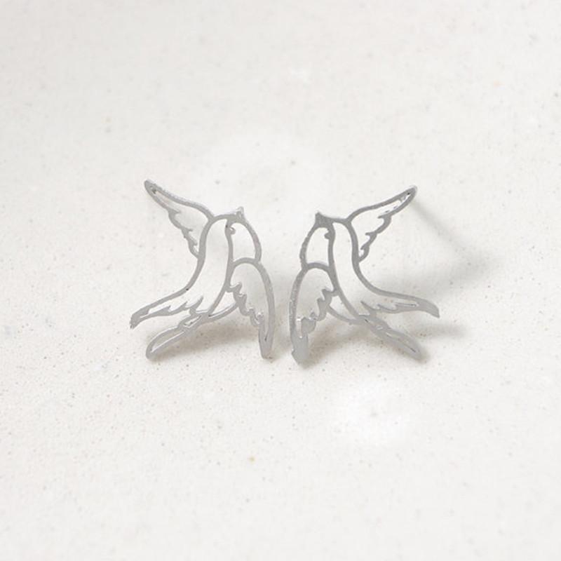 Jewelry simple personality hollowed out small swallow earrings pigeon small animal ear jewelry